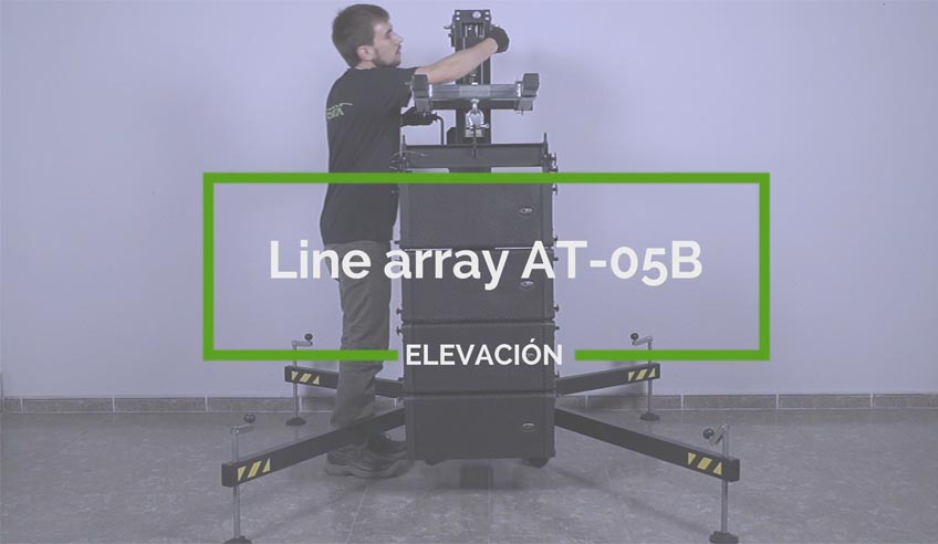 ¿Cómo montar un line array en una torre elevadora de carga frontal?